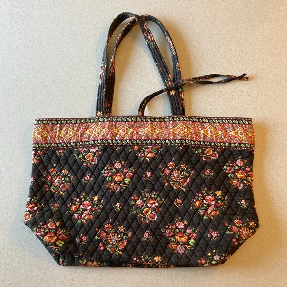 Vera Bradley Large Tote Brown Chocolat Vintage EUC - Picture 12 of 16